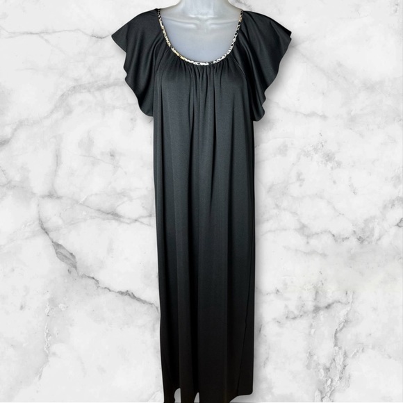 VTG 80s Mary McFadden Black Maxi Shift Dress Witchy Vampire Whimsigoth Medium - Picture 3 of 7